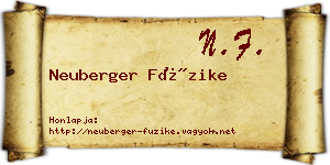 Neuberger Füzike névjegykártya